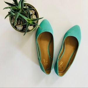 Blue Almond Toe Flats | 8